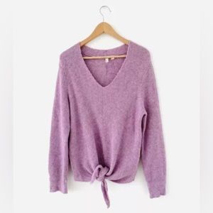 MOTH by Anthropologie Lavender Tie Front Sweater